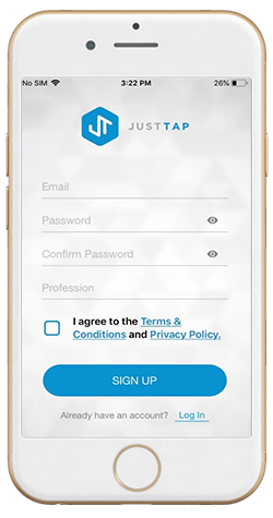 JustTap - iOS Application Sign Up Screen